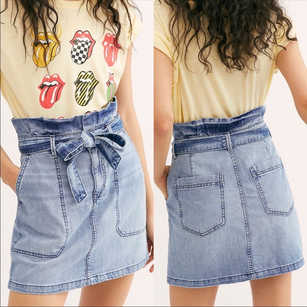 Free People Splendor In The Grass Denim Skirt